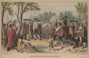Landing of William Penn, litho by P.S. Duval, 1852 by Christian Schuessele